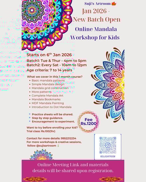Suji’s Artroom-Online Mandala Workshop for Kids