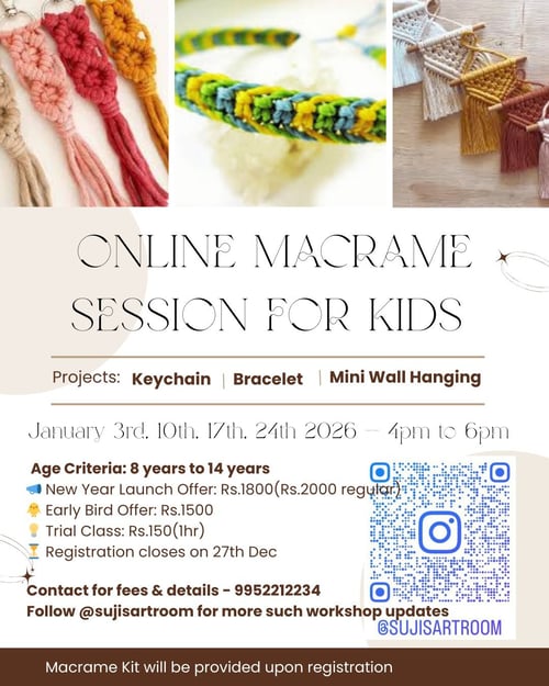 Suji’s Artroom-Online Macrame Session for Kids