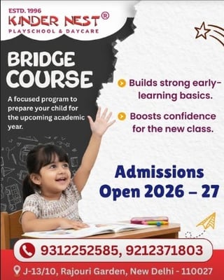 KinderNest Play School-Bridge Course Admissions Open 2026-27