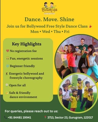 Buttercups Preschool and Daycare-Bollywood Freestyle Dance Class