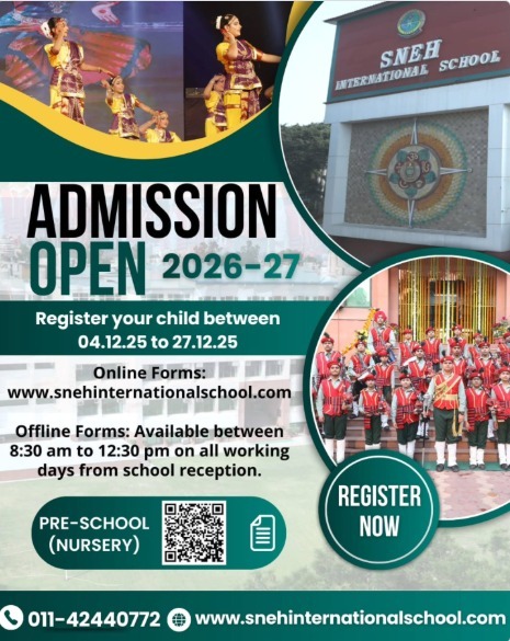 SNEH International School-Admissions Open 2026-27