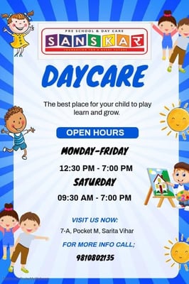SANSKAR Pre School and Day Care-Admissions Open