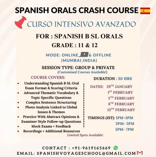 Spanish Voyage School-Spanish Orals Crash Course