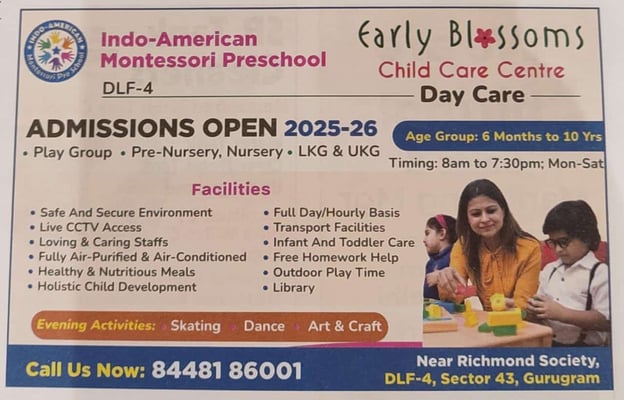 Early Blossoms Child Care Centre-Admissions Open 2025-26