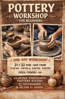 Claying Thoughts Pottery Studio-Beginners Pottery Workshops