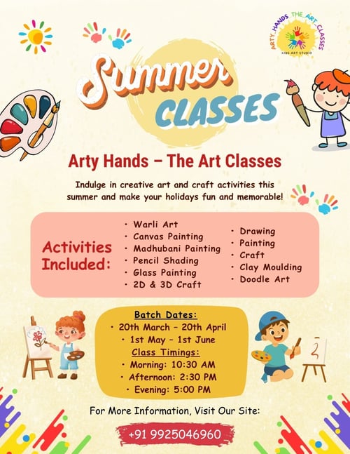 Arty hands the art classes-Summer Classes 2026
