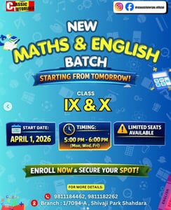 Classic Tutorials-Maths and English Batch