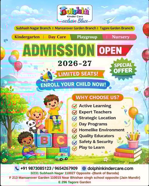 Dolphin Kinder Care-Admission Open for Kids 2026-27