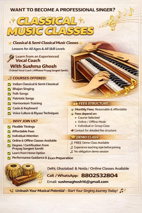 Classical Music Classes With Sushma Ghosh- Learn Classical & Semi-Classical Music
