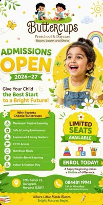 Buttercups Preschool and Daycare-Admissions Open 2026-27