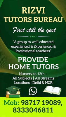RIZVI Tutors Bureau-Home Tuitions