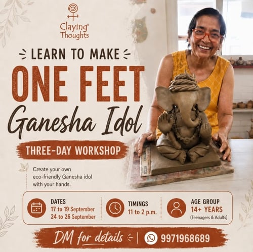 Claying Thoughts Pottery Studio-Learn to Make One Feet Ganesha Idol