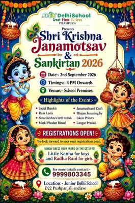 Junior Delhi school-Shri Krishna Janamotsav and Sankirtan 2026 ( pitampura )