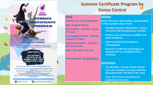 Dance Central-Summer Certificate Program