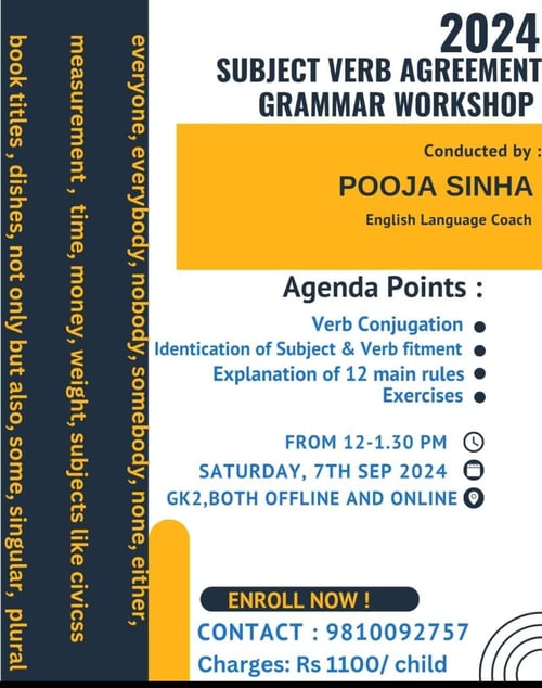 English With Pooja Sinha- subject verb grammar workshop
