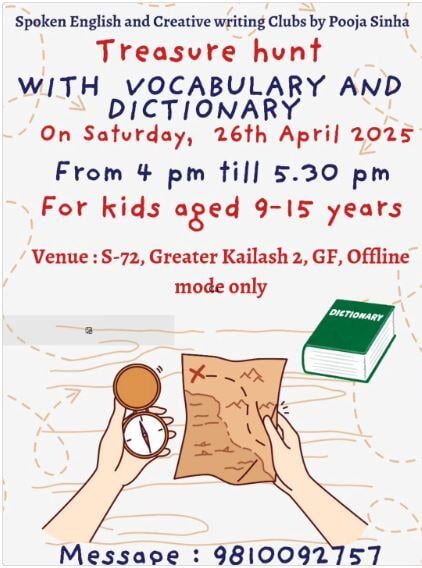 English with Pooja Sinha: Treasure Hunt with Vocabulary & Dictionary Fun