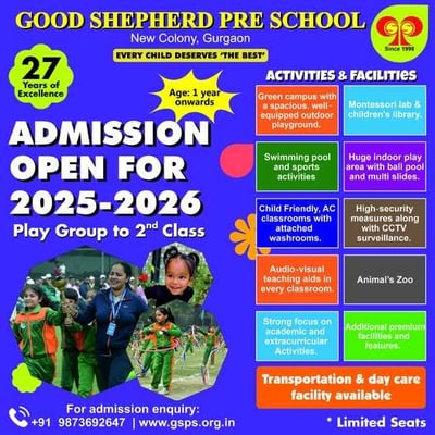 Good Shepherd Pre School-Admission Open