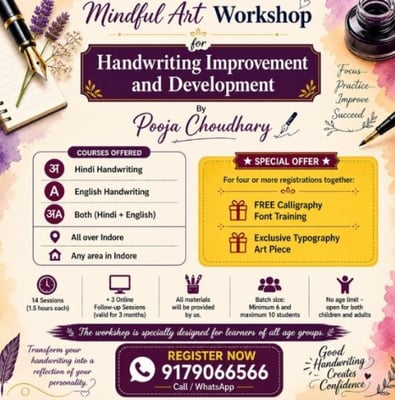 Handwriting Improvement & Development By Pooja Choudhary - Mindful Art Workshop