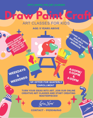 Arty hands the art classes-Draw Paint and Craft Classes