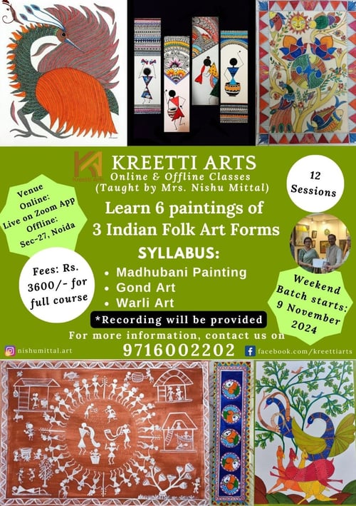 Kreetti Arts-6 Paintings of 3 indian Folk Art forms