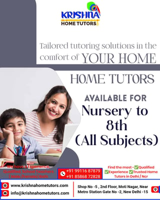Krishna home tutors-Tuitions Nursery to 8th Class (All Subject) Home Class