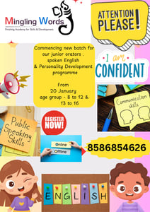 Mingling words-Spoken English & Personality Development Programme for junior orators