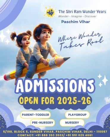 The Shri Ram Wonder Years: Admissions Open
