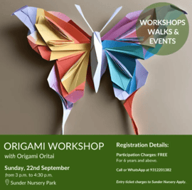 Sunder Nursery Park- Origami workshop for children with origami Oritai