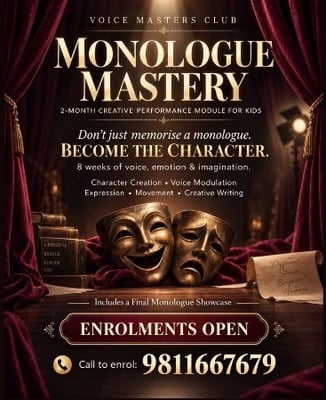 voice masters club-Monologue Mastery Creative Performance Workshop for Kids