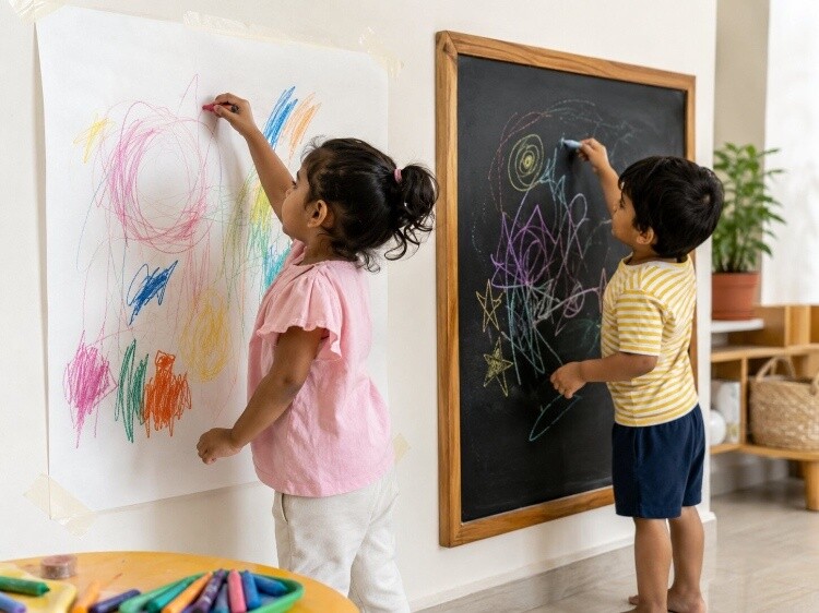 Chunky chalk and crayon work