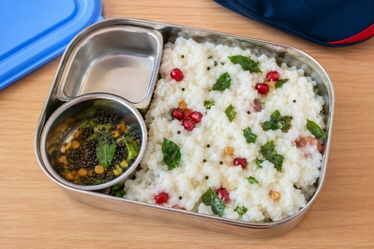 Curd rice with tempering, packed separately