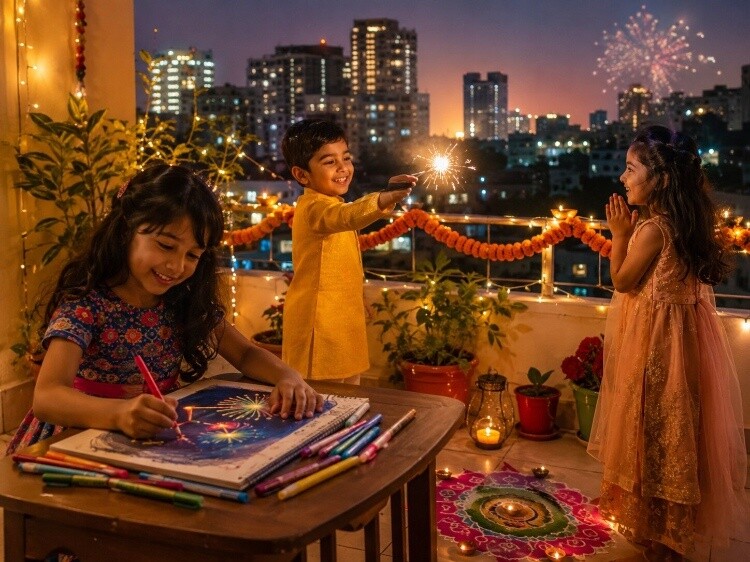 Diwali fireworks or festival lights