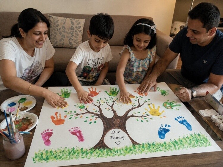 Handprint and footprint family trees