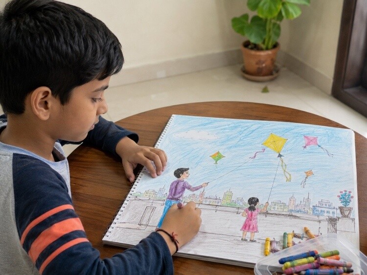 Kite flying scene