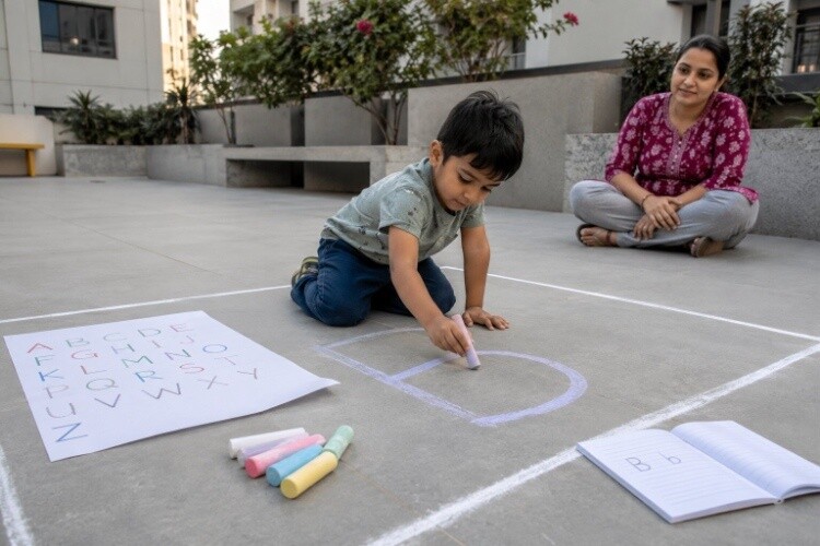 Large-scale writing before small-scale