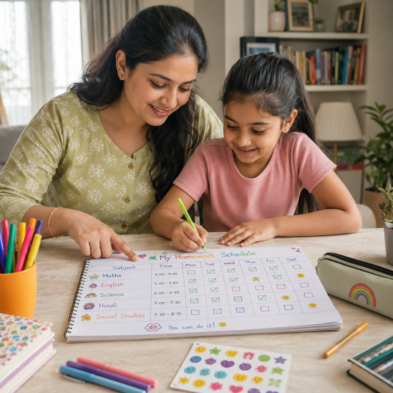 Make a written homework schedule