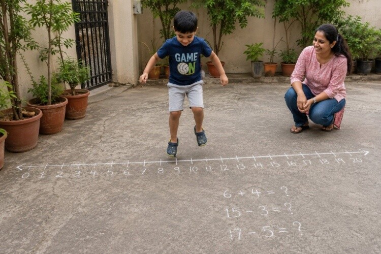 Number line hopscotch
