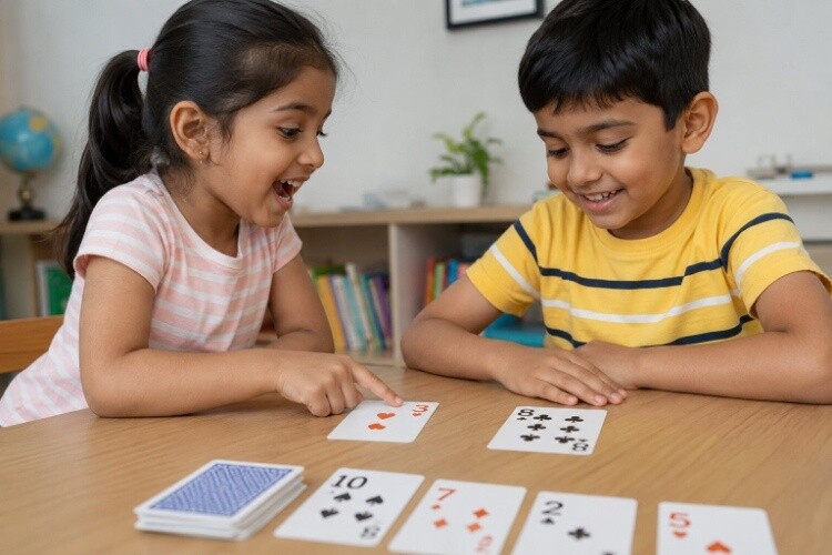 Playing cards for number recognition 