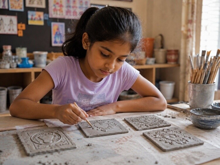 Rangoli Inspired clay tiles