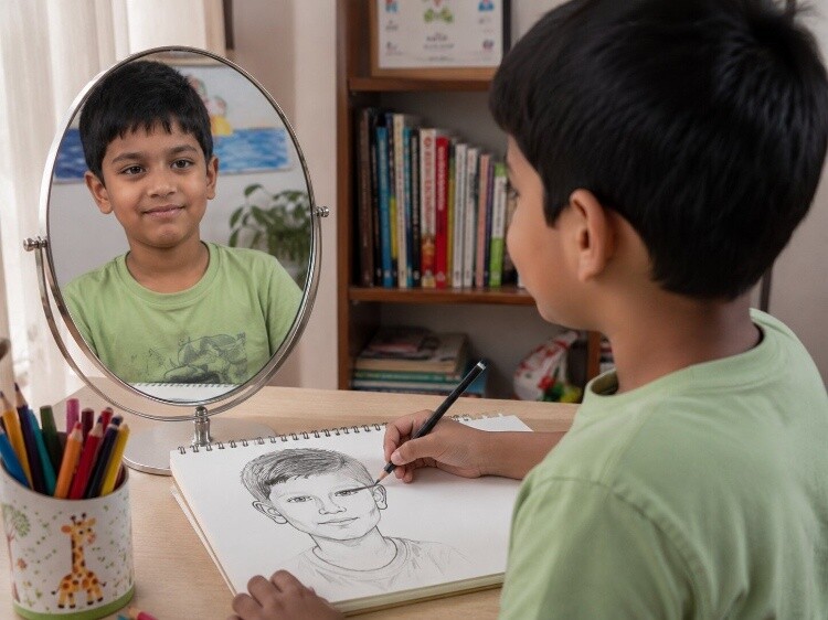 Self portrait using a mirror