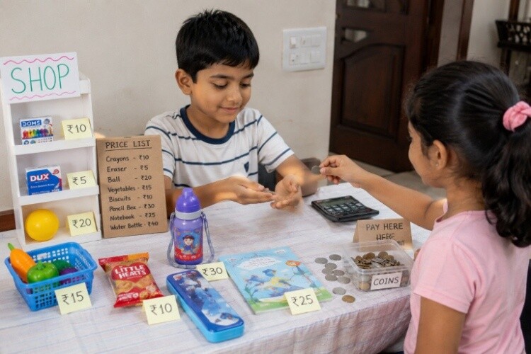 Shopping game with play small change