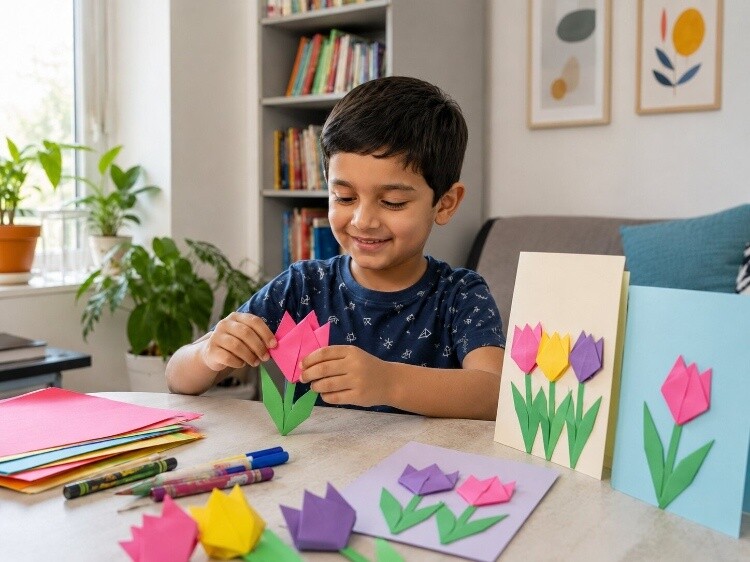 Simple flower or tulip fold