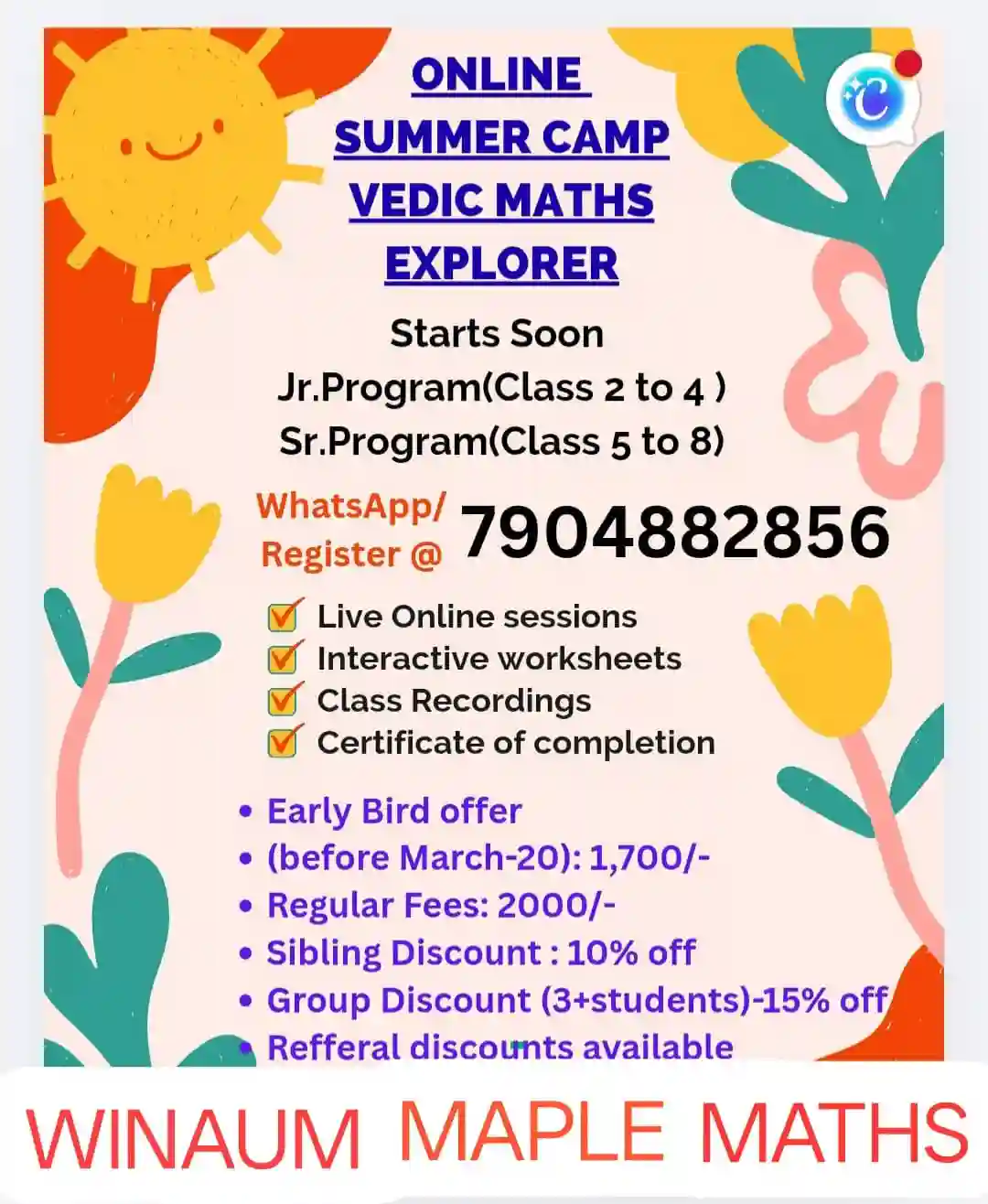 WINAUM MAPLE MATHS-Online Summer Camp 2026