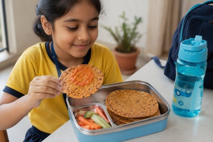 Homemade multigrain khakhra with a light spread