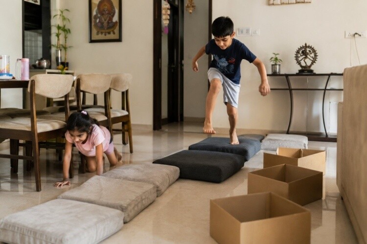 Simple obstacle courses using household items