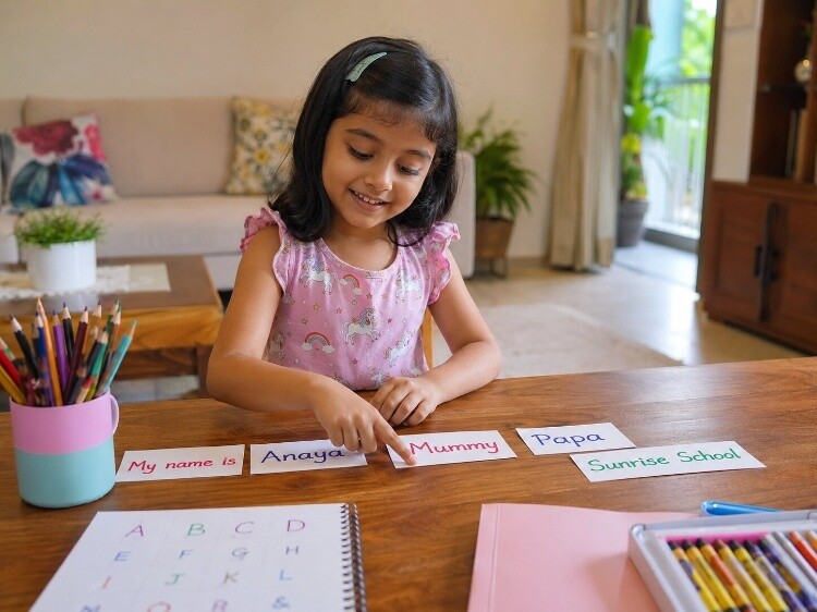 Their own name and family words first 
