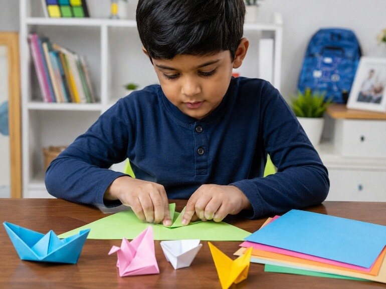Folding paper for simple origami shapes
