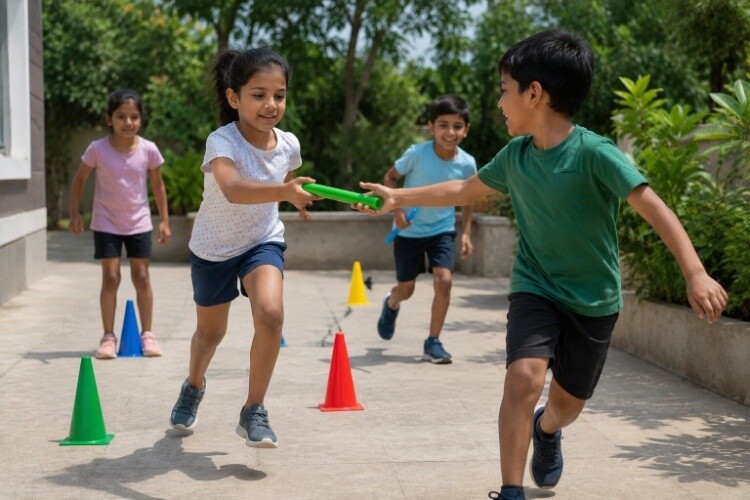Simple relay races with siblings or friends