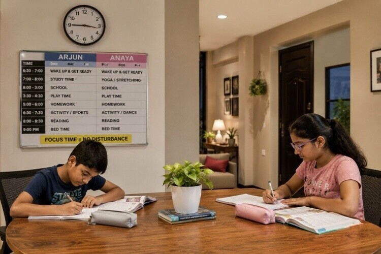 Keep siblings' routines separate but visible