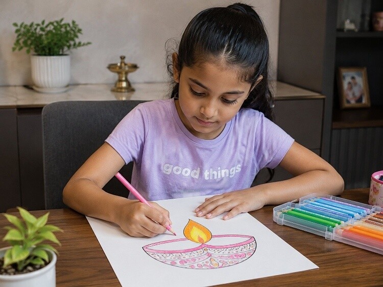 A diya with simple flame